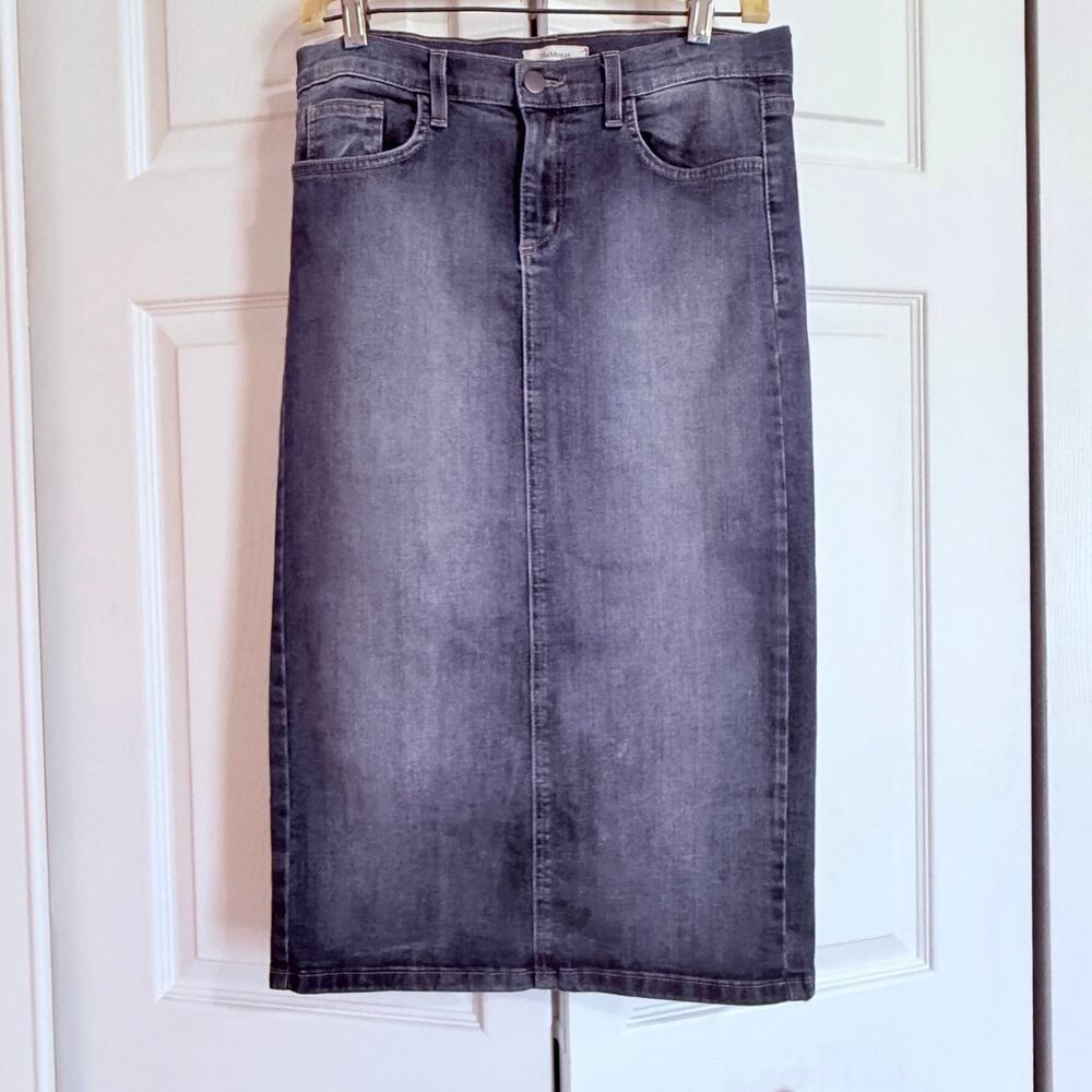 TheMogan Denim Pencil Skirt Juniors 9 Stretch Indigo Made in USA Midi 28.5 - Picture 6 of 10